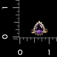 14K Yellow Gold Estate Amethyst and Diamond Ring