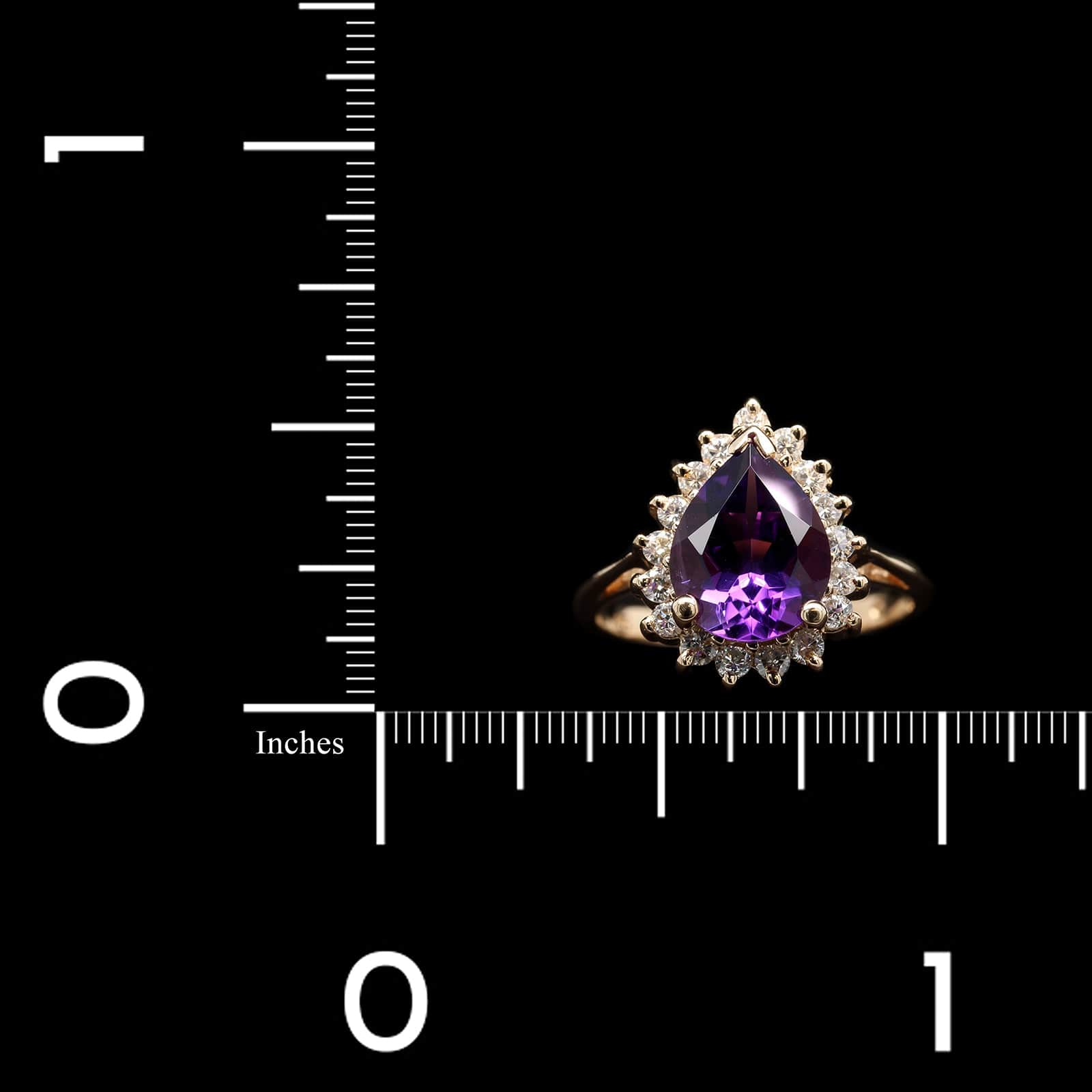 14K Yellow Gold Estate Amethyst and Diamond Ring