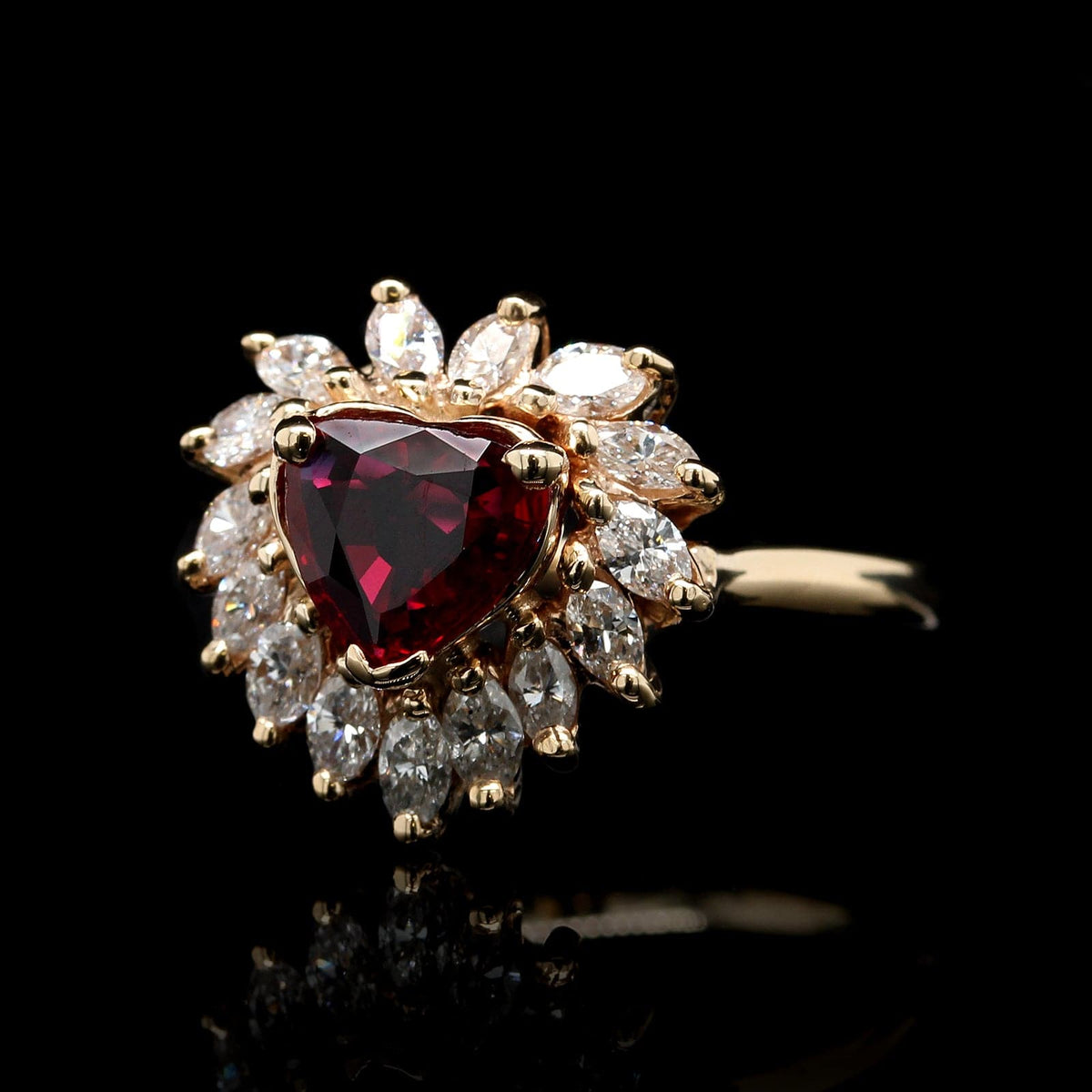 14K Yellow Gold Estate Ruby and Diamond Ring