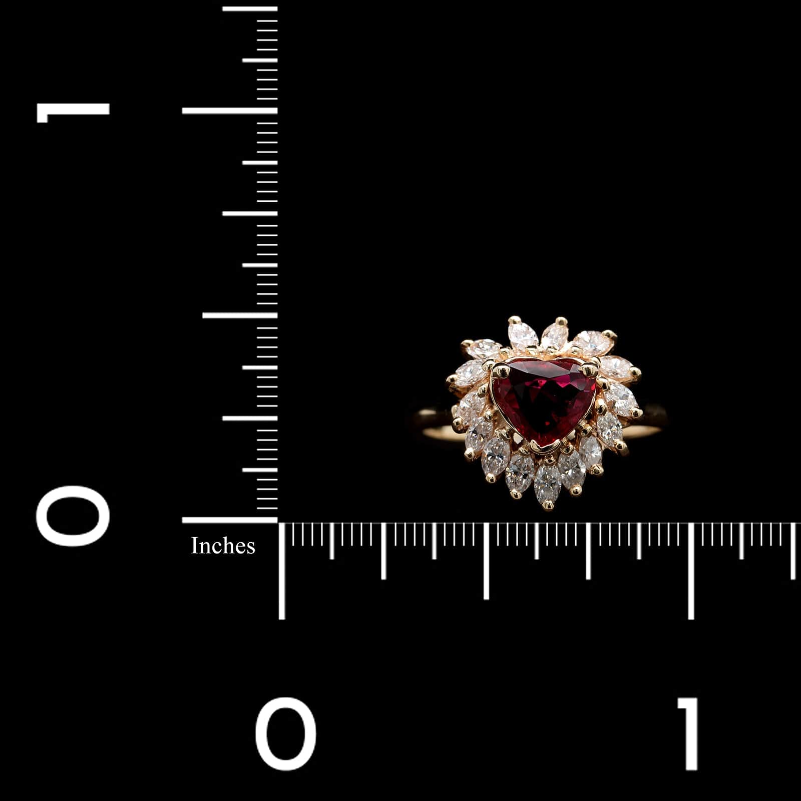 14K Yellow Gold Estate Ruby and Diamond Ring