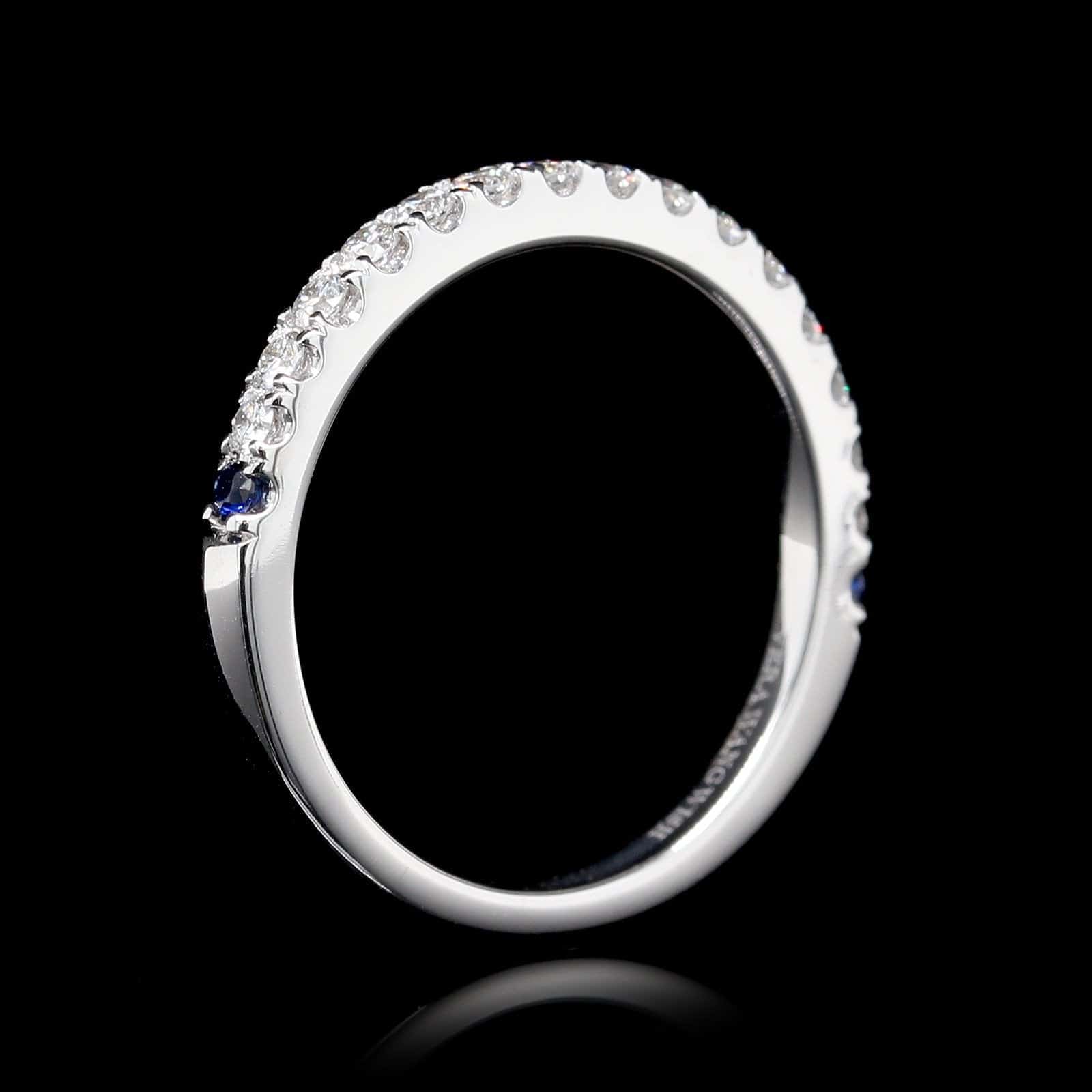 Vera Wang 14K White Gold Estate Diamond and Sapphire Band