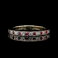 18K White Gold Estate Pink Sapphire and Diamond Band