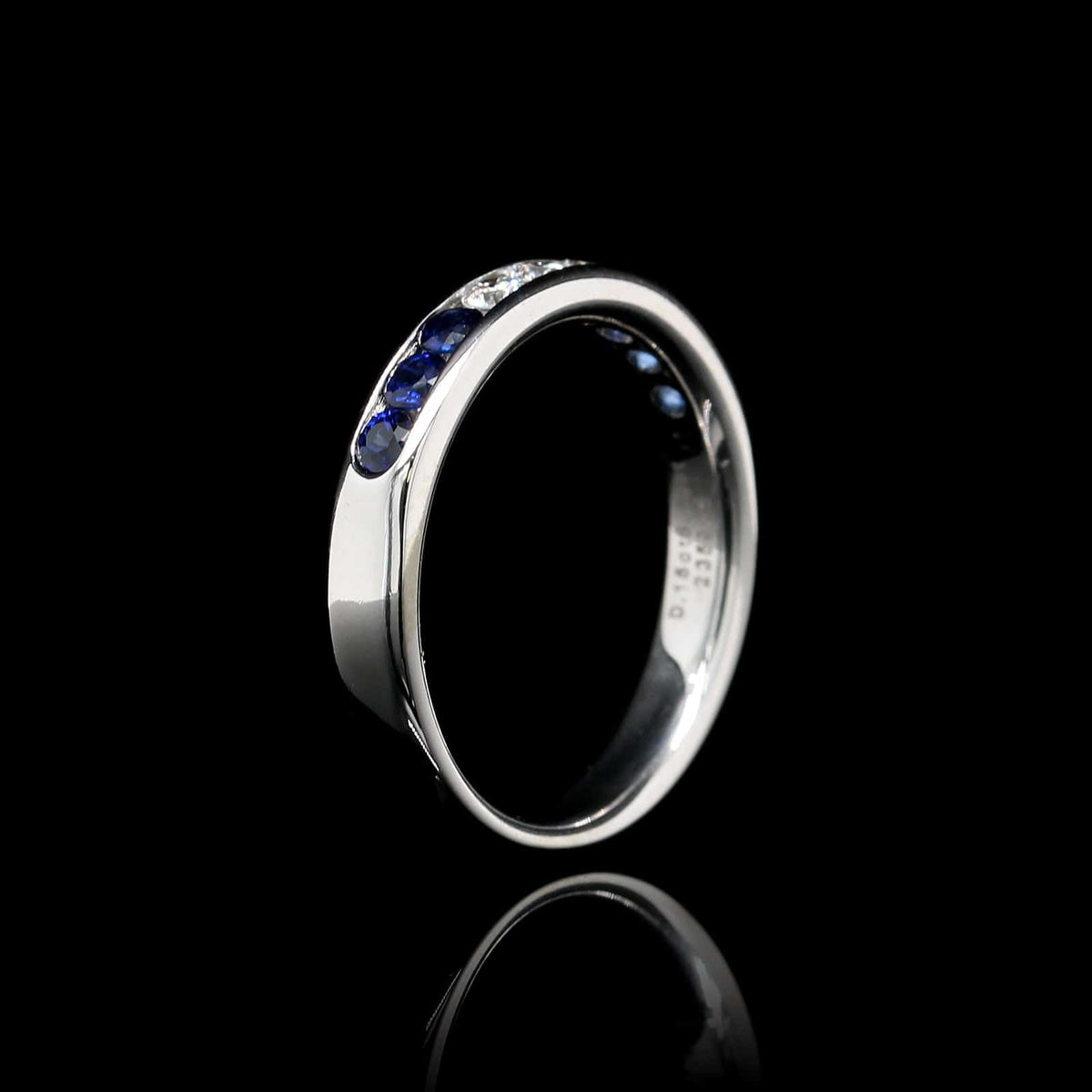 18K White Gold Estate Sapphire and Diamond Band, White gold, Long's Jewelers