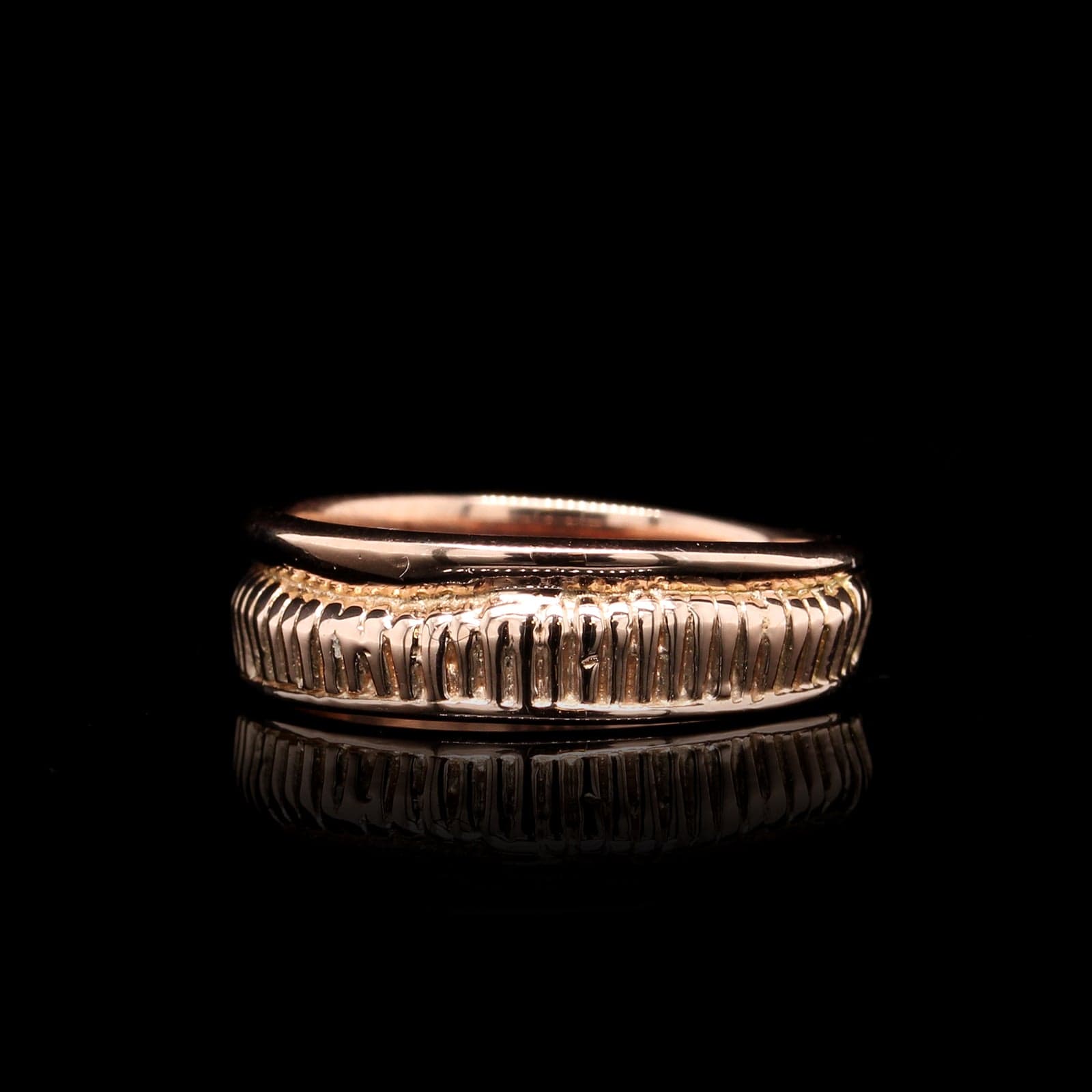 14K Rose Gold Estate Ribbed Band.