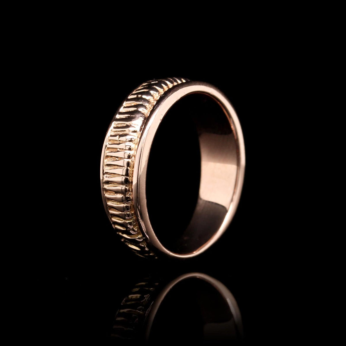 14K Rose Gold Estate Ribbed Band.