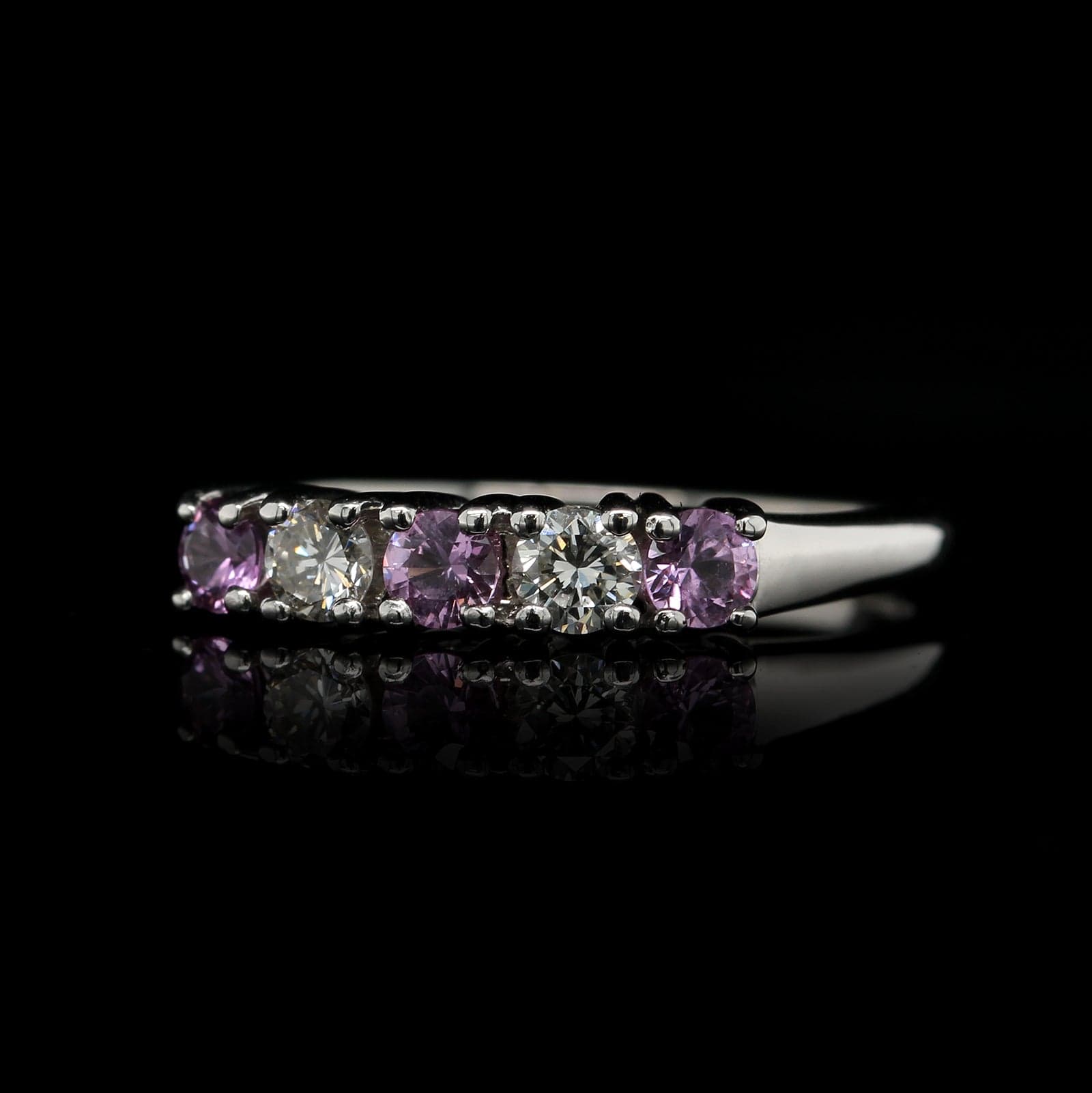 Platinum Estate Pink Sapphire and Diamond Band