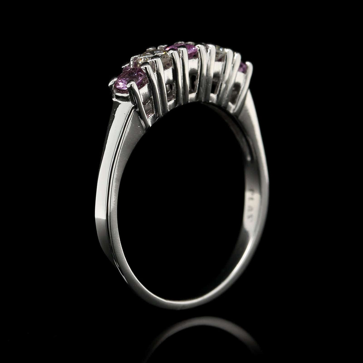Platinum Estate Pink Sapphire and Diamond Band