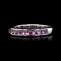14K White Gold Estate Pink Sapphire Band