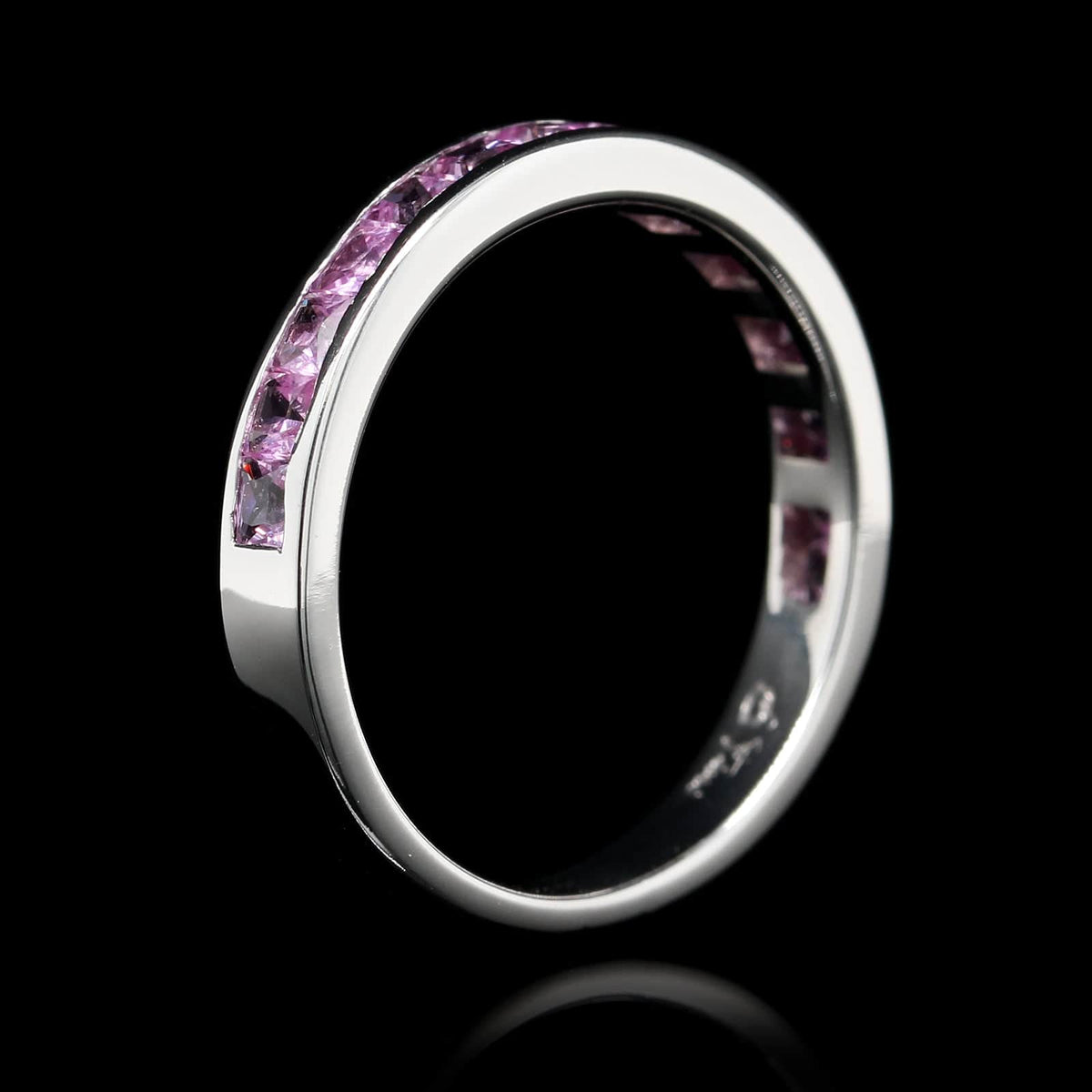 14K White Gold Estate Pink Sapphire Band