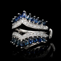 14K White Gold Estate Diamond and Sapphire Ring Wrap