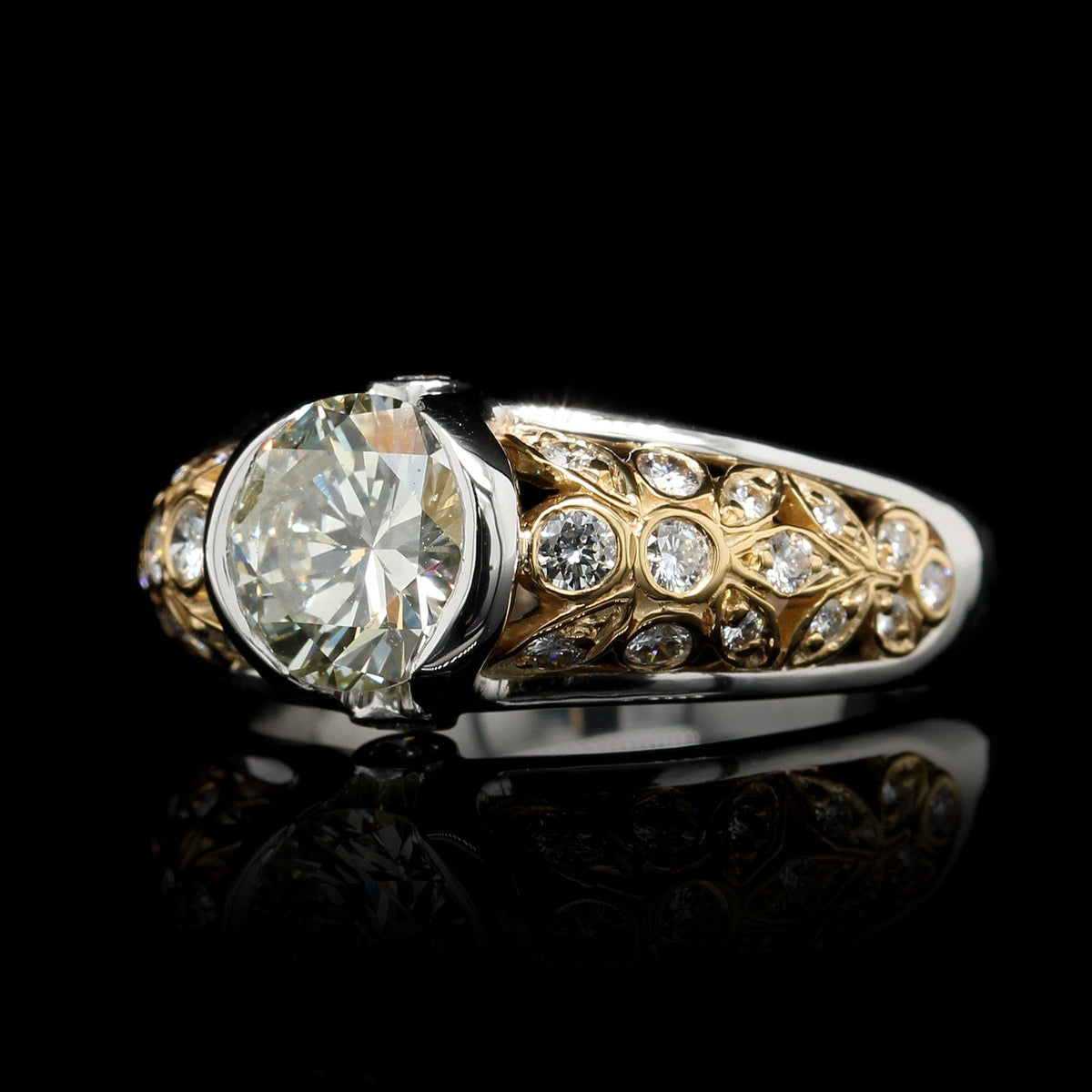 Platinum and 22K Yellow Gold Estate Diamond Ring