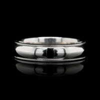 14K White Gold Milgrain Wedding Band