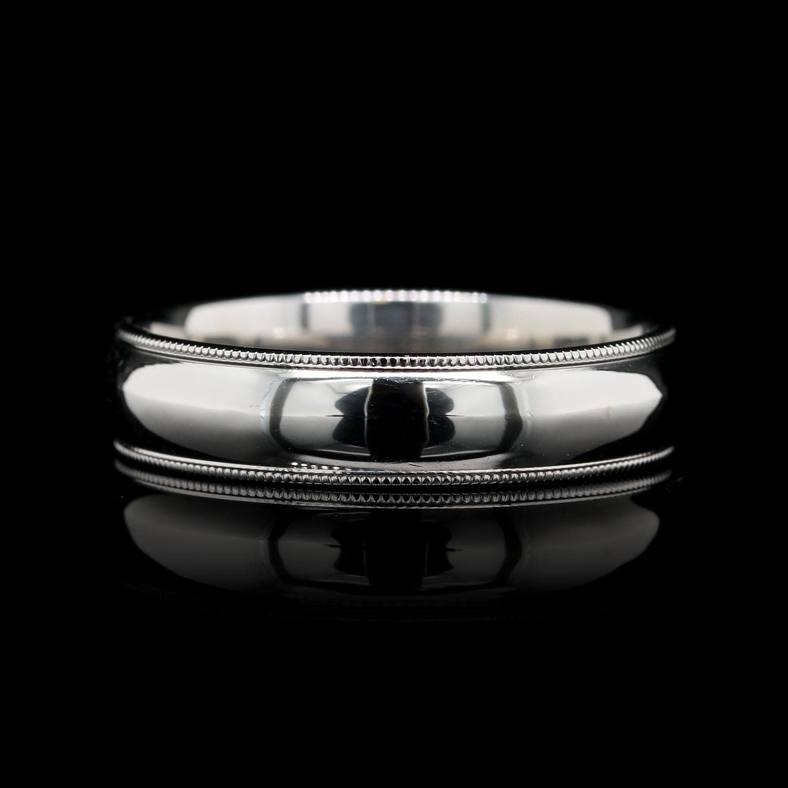 14K White Gold Milgrain Wedding Band