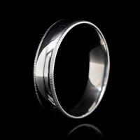 14K White Gold Milgrain Wedding Band