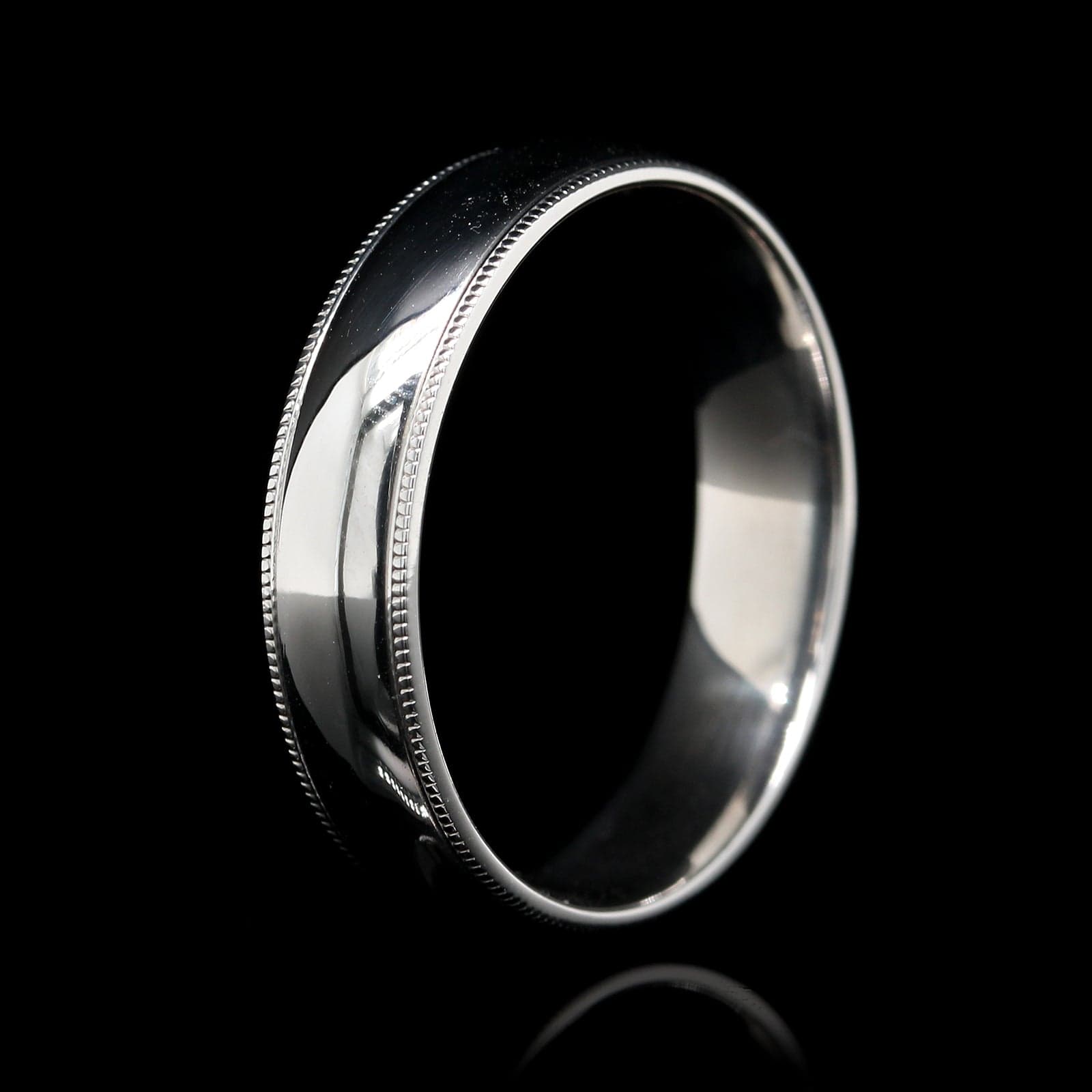 14K White Gold Milgrain Wedding Band