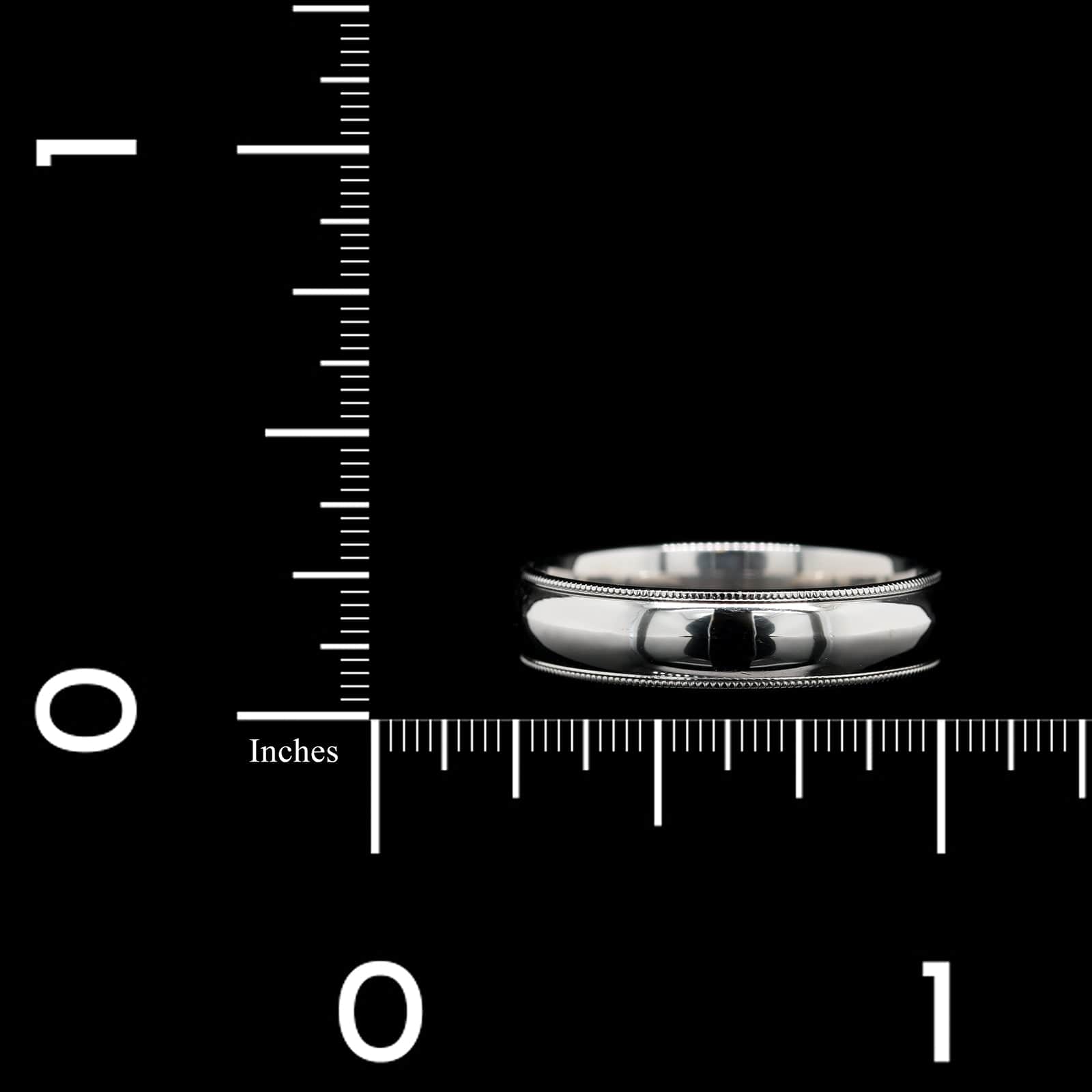 14K White Gold Milgrain Wedding Band