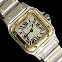 Cartier Steel and 18K Yellow Gold Estate Mini Santos Wristwatch