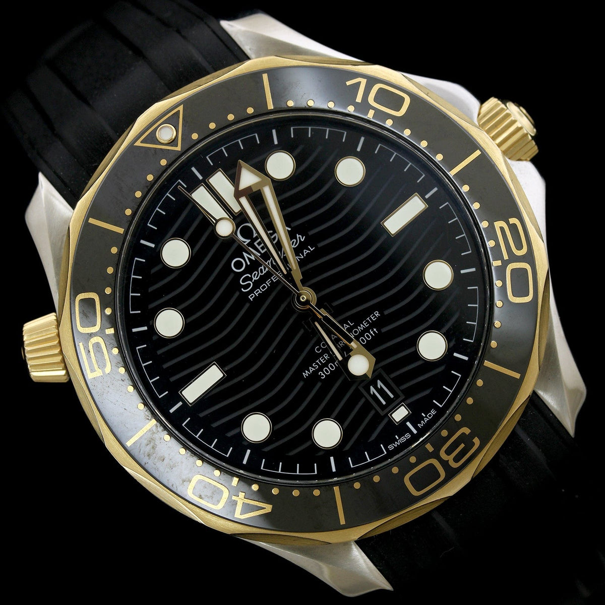 Omega Stainless Steel and 18K Yellow Gold Estate Seamaster Diver 300M Master Co-Axial Wristwatch