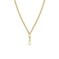 14K Yellow Gold Curb Chain Fob Clasp Necklace