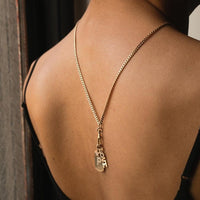 14K Yellow Gold Curb Chain Fob Clasp Necklace