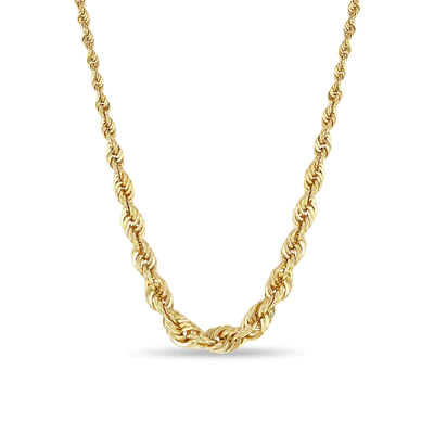14K Yellow Gold Graduated Rope Chain, 14k yellow gold, Long's Jewelers