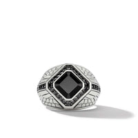 Empire Signet Ring with Black Onyx Black Diamonds, Sterling Silver, Long's Jewelers