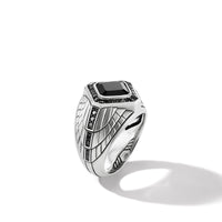 Empire Signet Ring with Black Onyx Black Diamonds, Sterling Silver, Long's Jewelers
