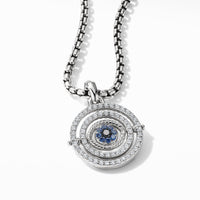 Evil Eye Mobile Amulet in 18K White Gold with Pavé Blue Sapphires and Diamonds, White Gold, Long's Jewelers
