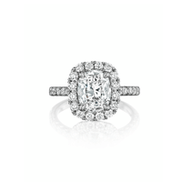 14K White Gold Cushion Cut Diamond Halo Engagement Ring