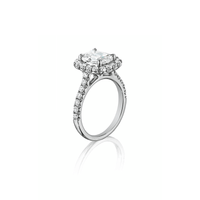 14K White Gold Cushion Cut Diamond Halo Engagement Ring