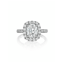 14K White Gold Cushion Cut Diamond Halo Engagement Ring