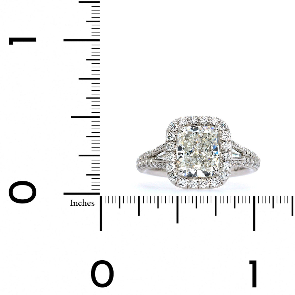 Platinum Cushion Cut Diamond with Diamond Halo Engagement Ring