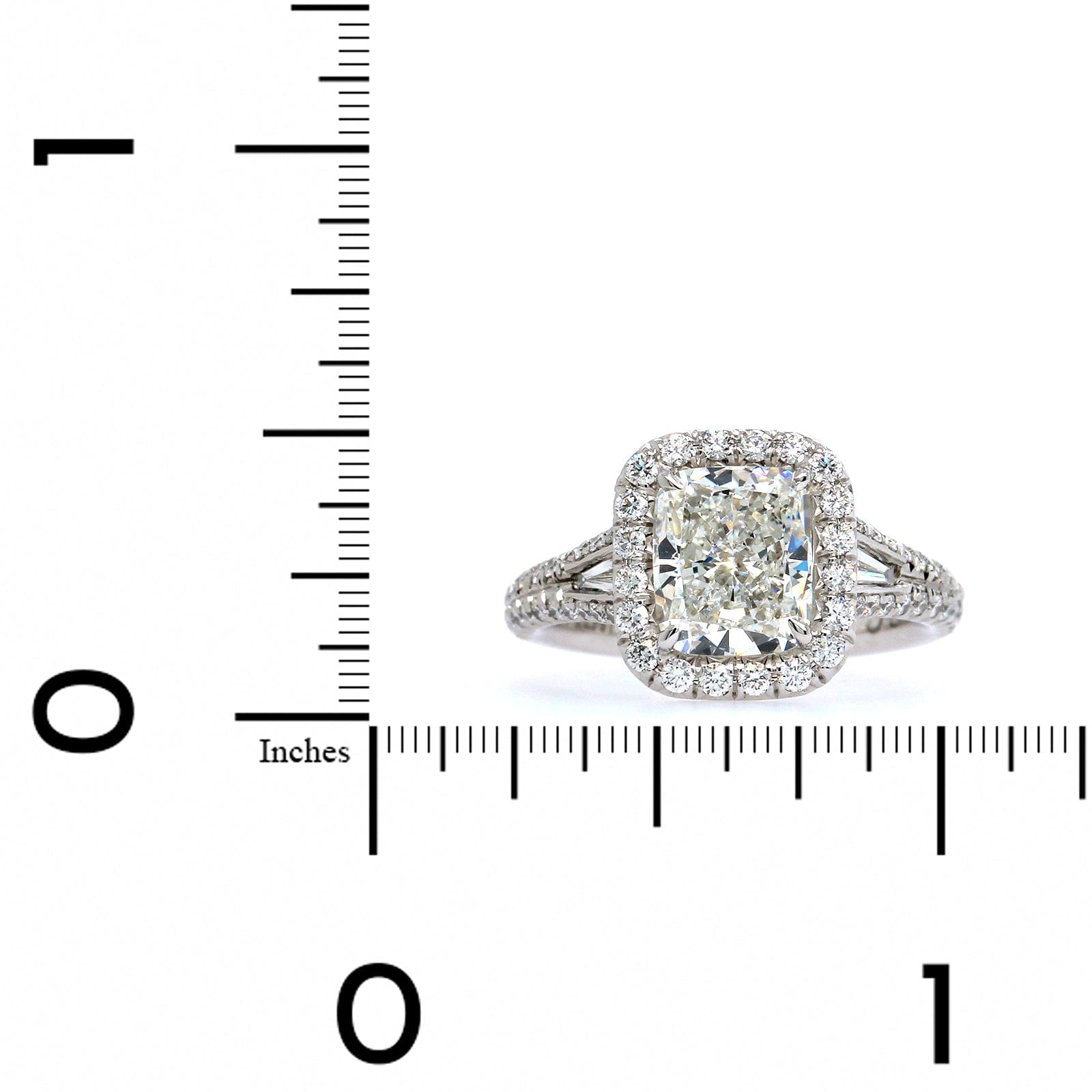 Platinum Cushion Cut Diamond with Diamond Halo Engagement Ring