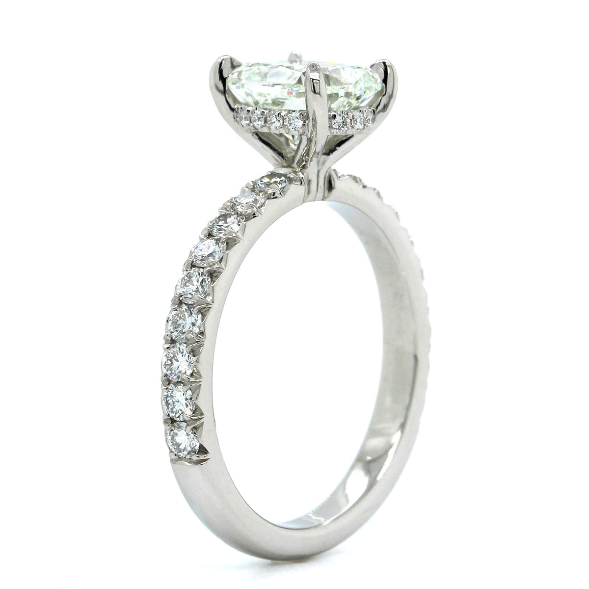 Platinum Cushion Cut Diamond with Hidden Halo Diamond Engagement Ring