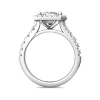 Platinum Emerald Cut Halo Engagement Ring