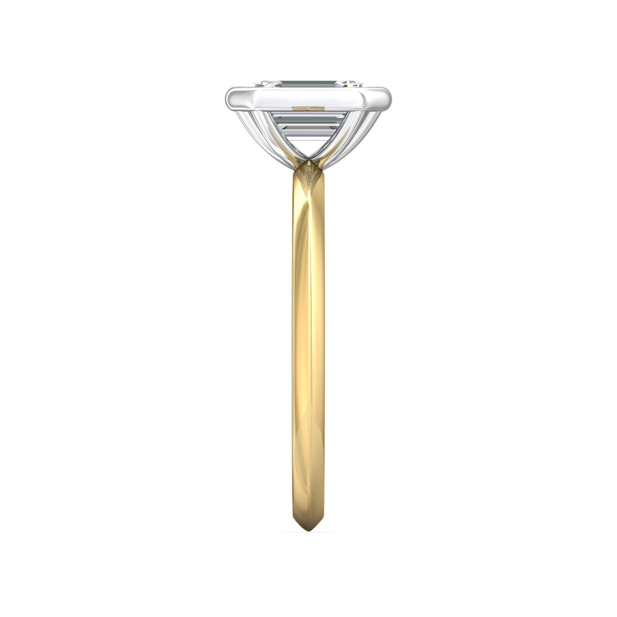 18K Two-Tone Emerald Cut Diamond Engagement Ring
