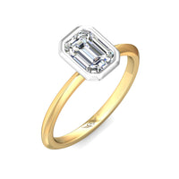 18K Two-Tone Emerald Cut Diamond Engagement Ring