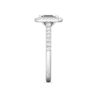 Platinum Emerald Cut Diamond Halo Engagement Ring