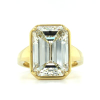 18K Yellow Gold Bezel Set Emerald Diamond Engagement Ring, 18k yellow gold, Long's Jewelers