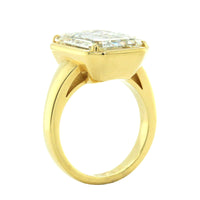 18K Yellow Gold Bezel Set Emerald Diamond Engagement Ring, 18k yellow gold, Long's Jewelers