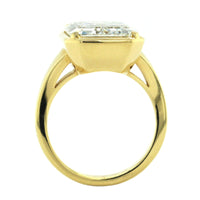 18K Yellow Gold Bezel Set Emerald Diamond Engagement Ring, 18k yellow gold, Long's Jewelers