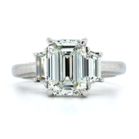 Platinum Emerald Cut Diamond 3 Stone Engagement Ring, Platinum, Long's Jewelers
