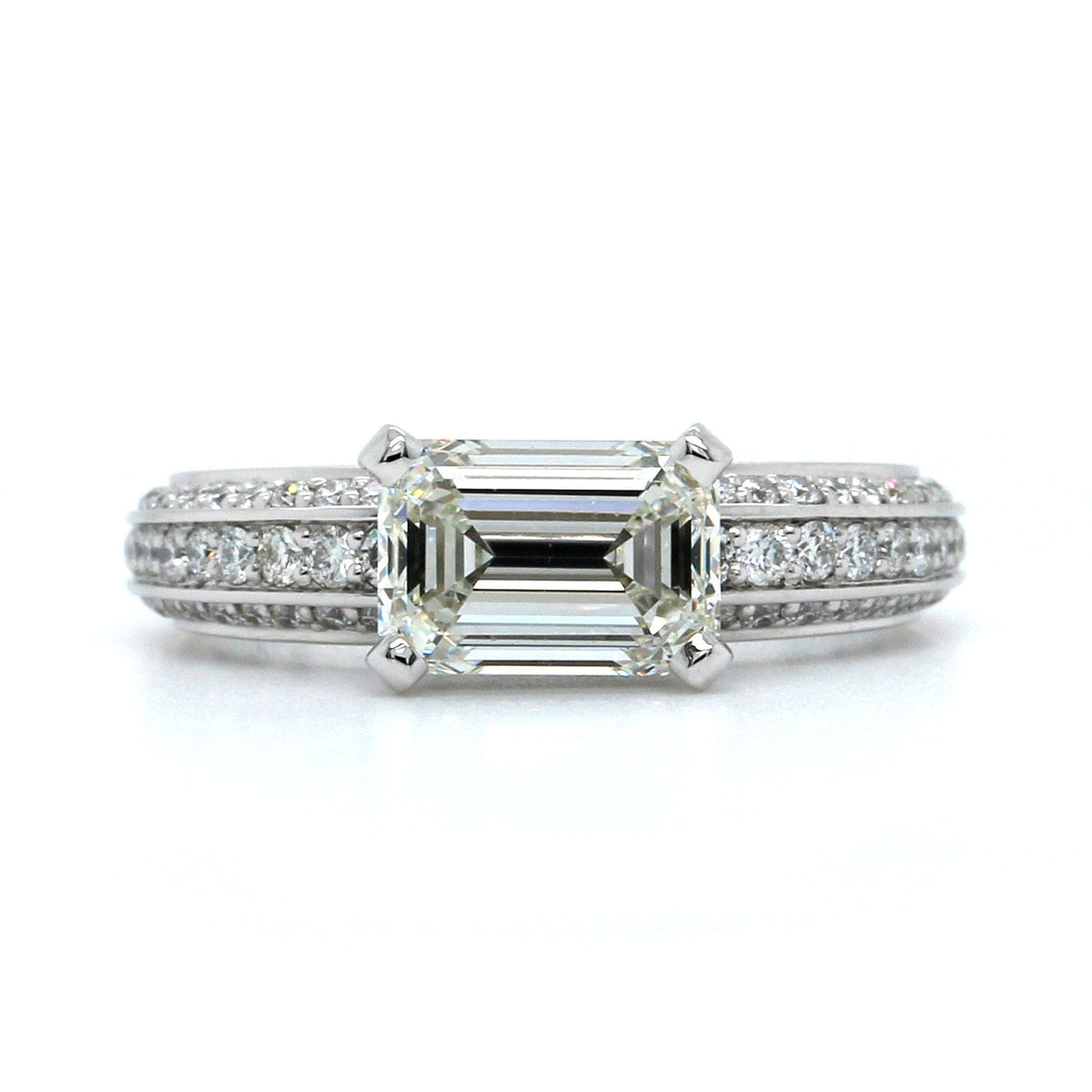 Platinum Emerald Cut Diamond Engagement Ring