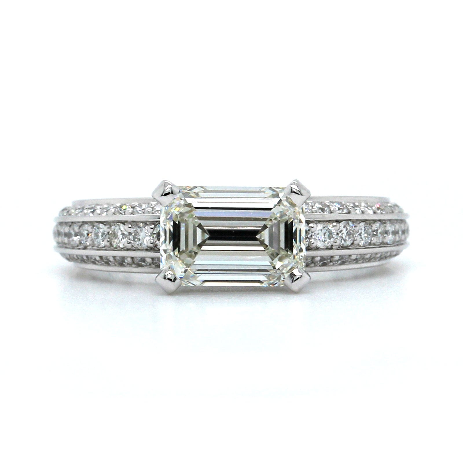 Platinum Emerald Cut Diamond Engagement Ring