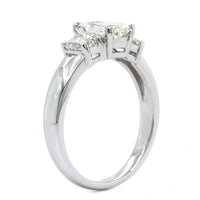 Platinum Emerald Diamond 3 Stone Engagement Ring
