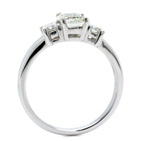 Platinum Emerald Diamond 3 Stone Engagement Ring
