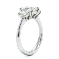 Platinum Emerald Diamond 3 Stone Engagement Ring