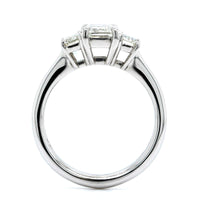 Platinum Emerald Diamond 3 Stone Engagement Ring