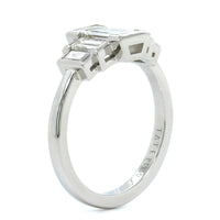 Platinum 5 Stone Emerald Cut Retro Style Engagement Ring