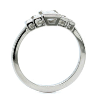Platinum 5 Stone Emerald Cut Retro Style Engagement Ring